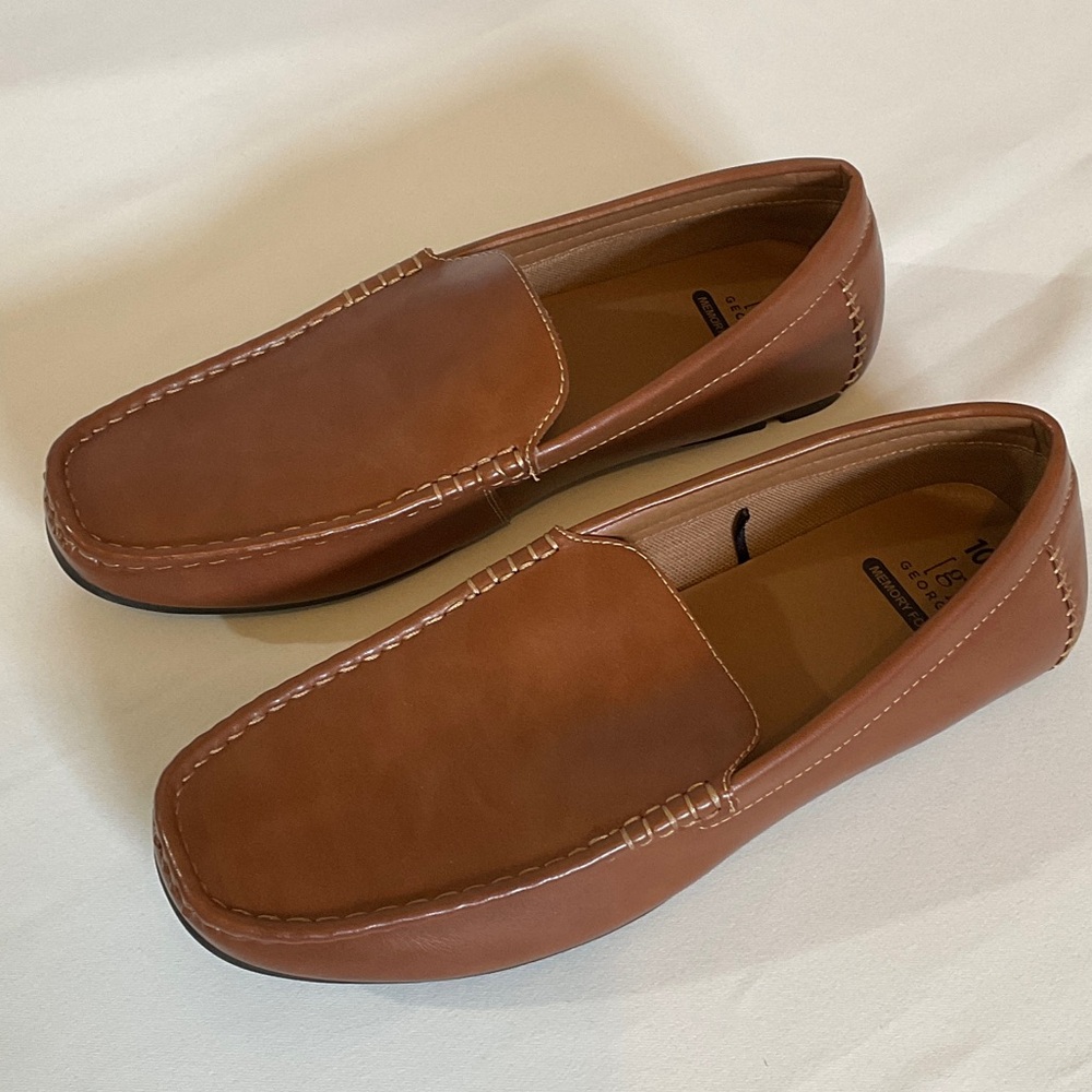 George Men's Tan Slip-On Driving Loafers